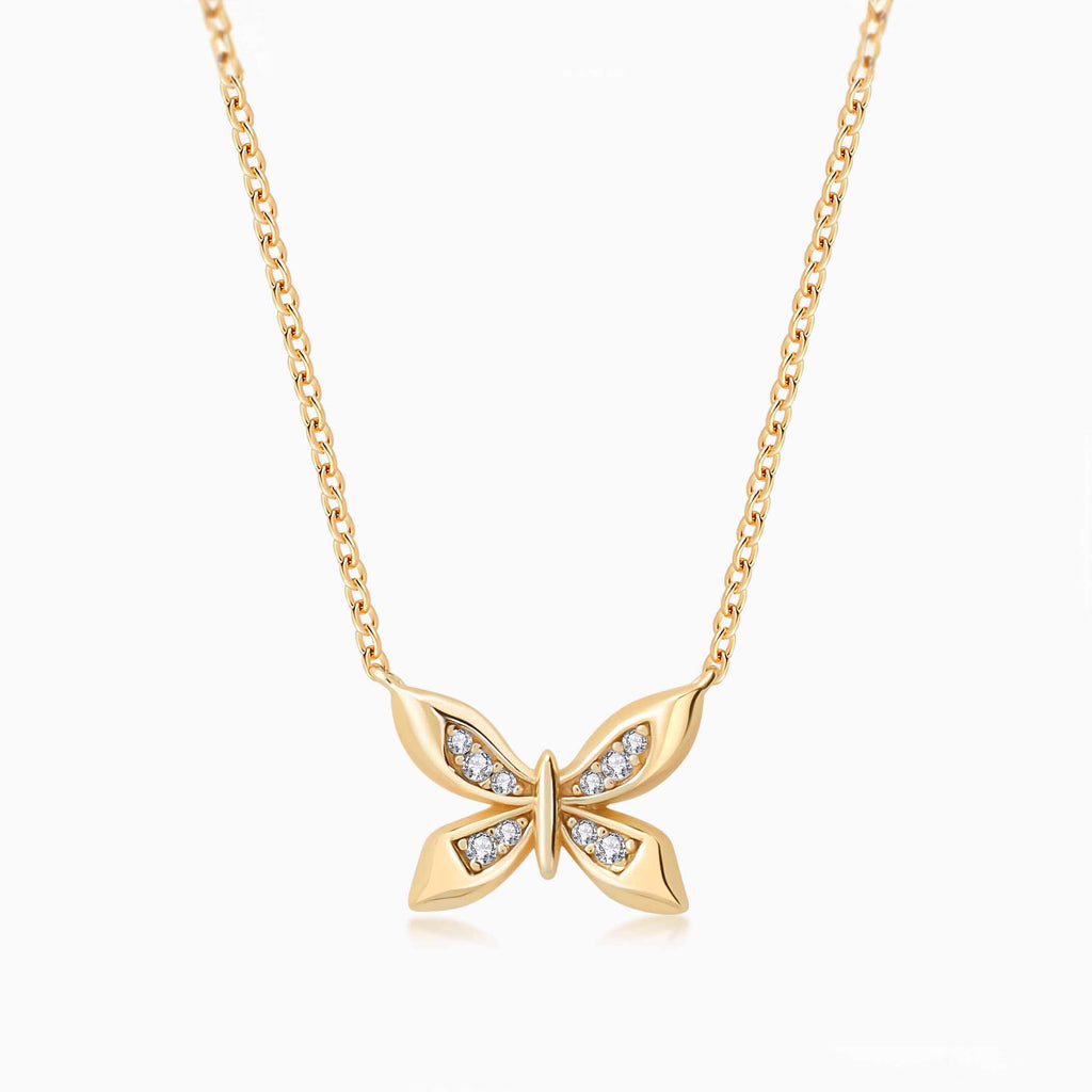 Butterfly Necklace in Gold, Diamond Necklace, Gift for Her, Jewelry Gift