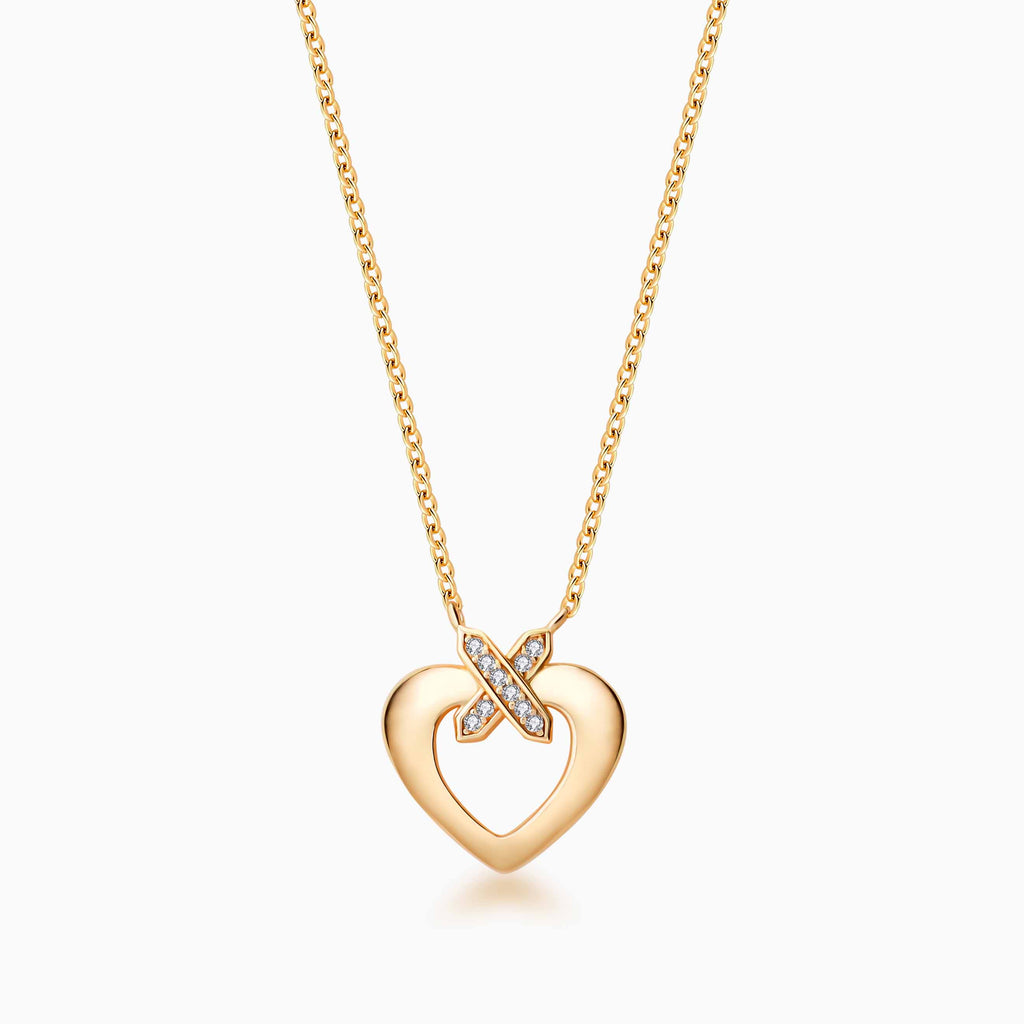 Heart Necklace in Gold, Diamond Necklace, Necklace Gift for Mom, Gift for Her