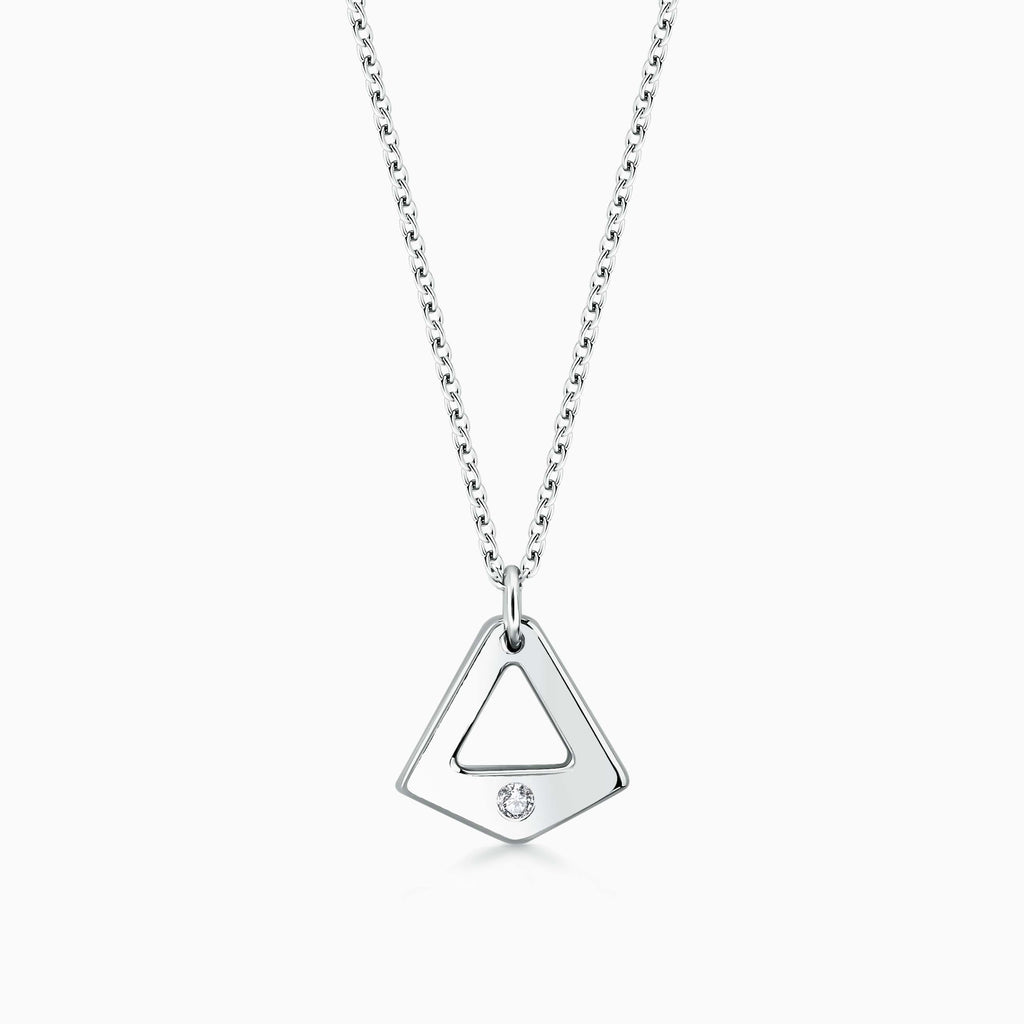 Triangle Necklace, Silver diamond Necklace, Gift for Mom, Gift for Her