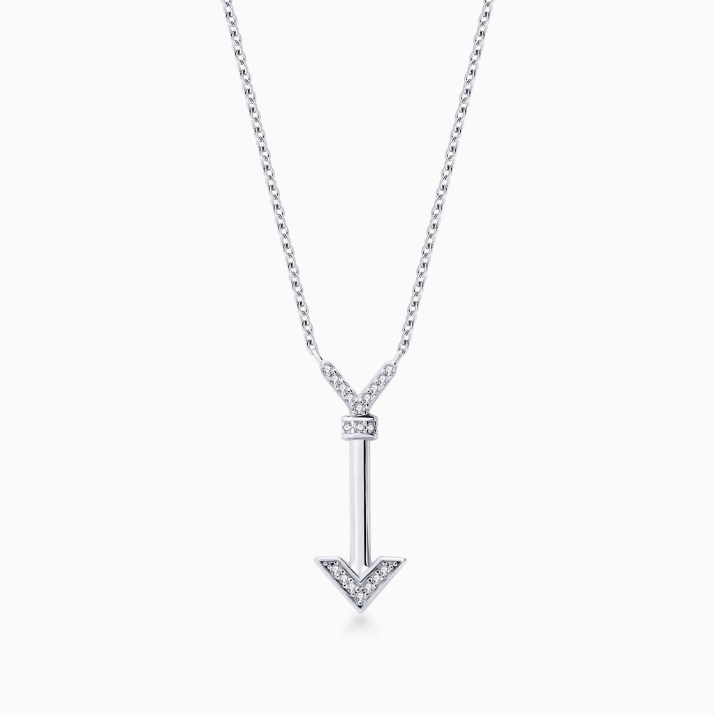 Arrow Necklace in Silver with Diamonds