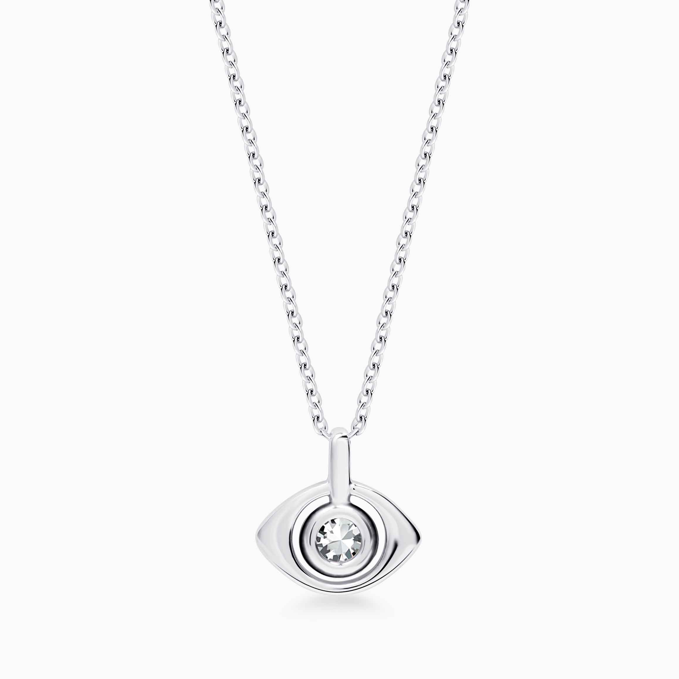Evil Eye Necklace with A Bezel Diamond in Silver – UpMazine