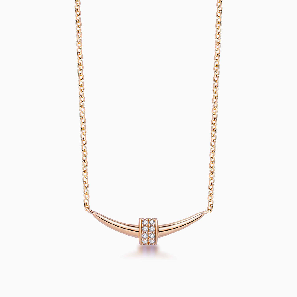 Horn Necklace in Rose Gold with Diamonds