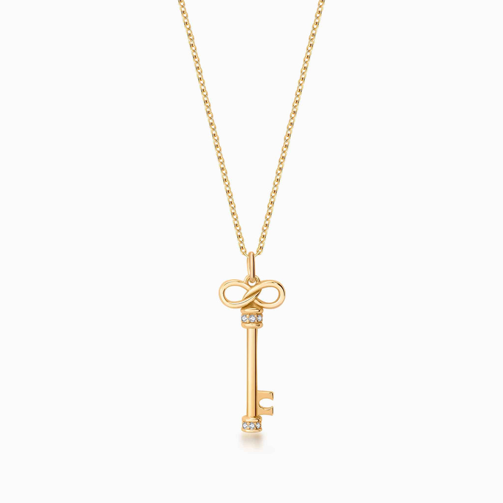 Infinity Key Pendant in 14k Gold with Diamonds