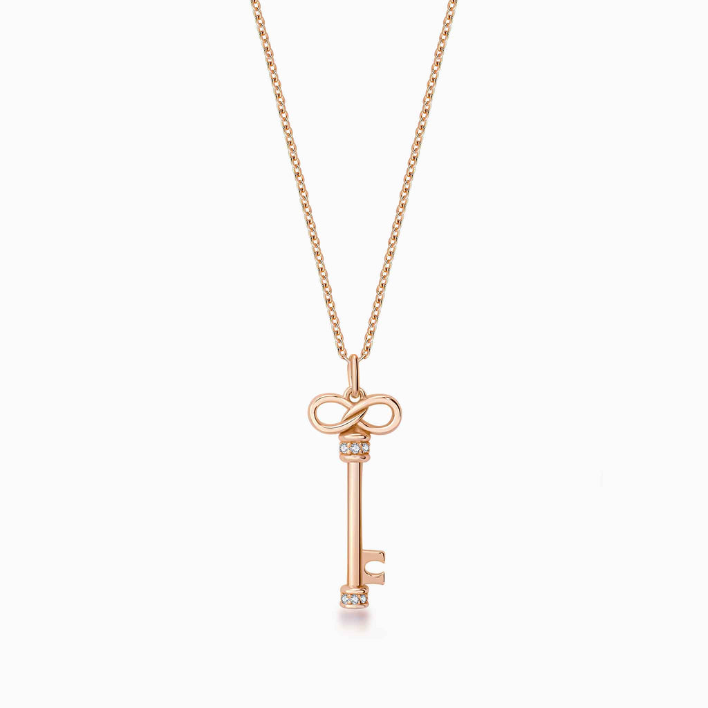 Infinity Key Pendant in Rose Gold with Diamonds