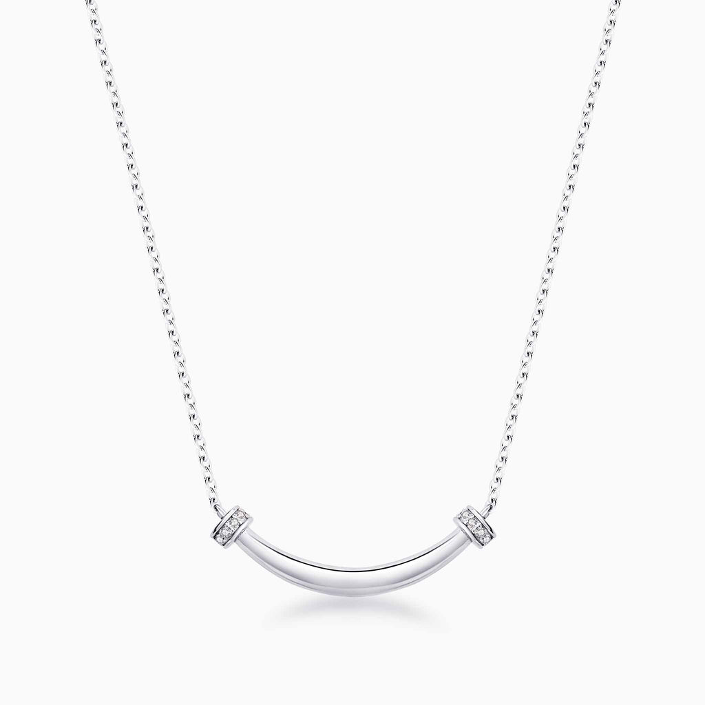Smile Necklace in Silver with Diamonds