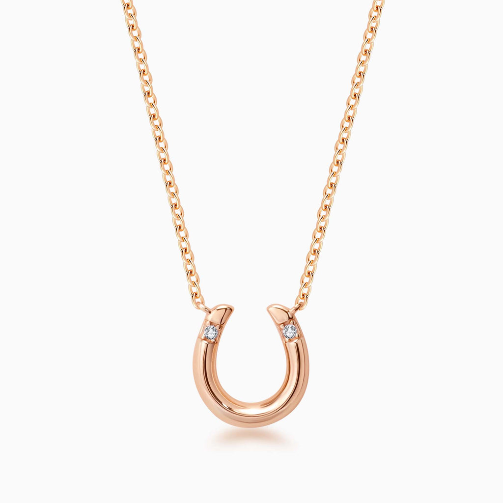 Horseshoe Necklace in Rose Gold with Diamonds